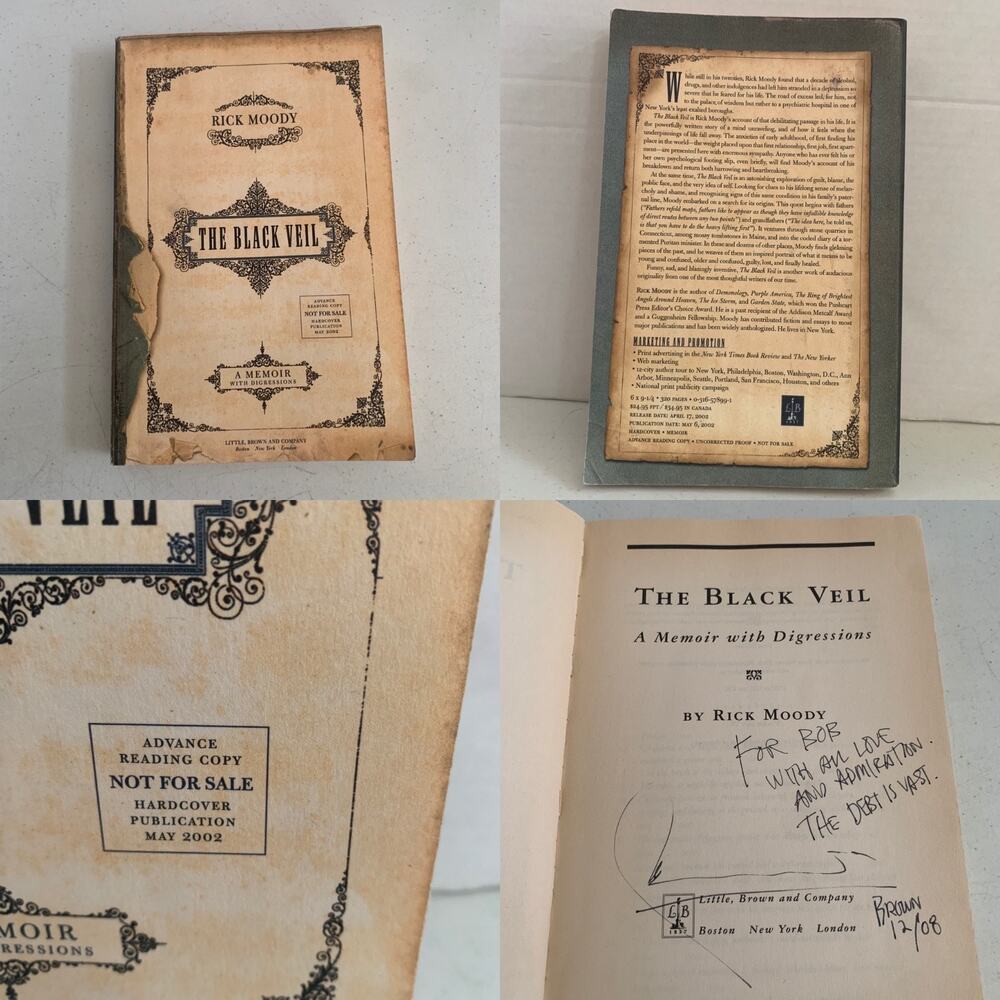 Rick Moody THE BLACK VEIL A Memoir With Digressions 1st Ed. Advance Copy Rare